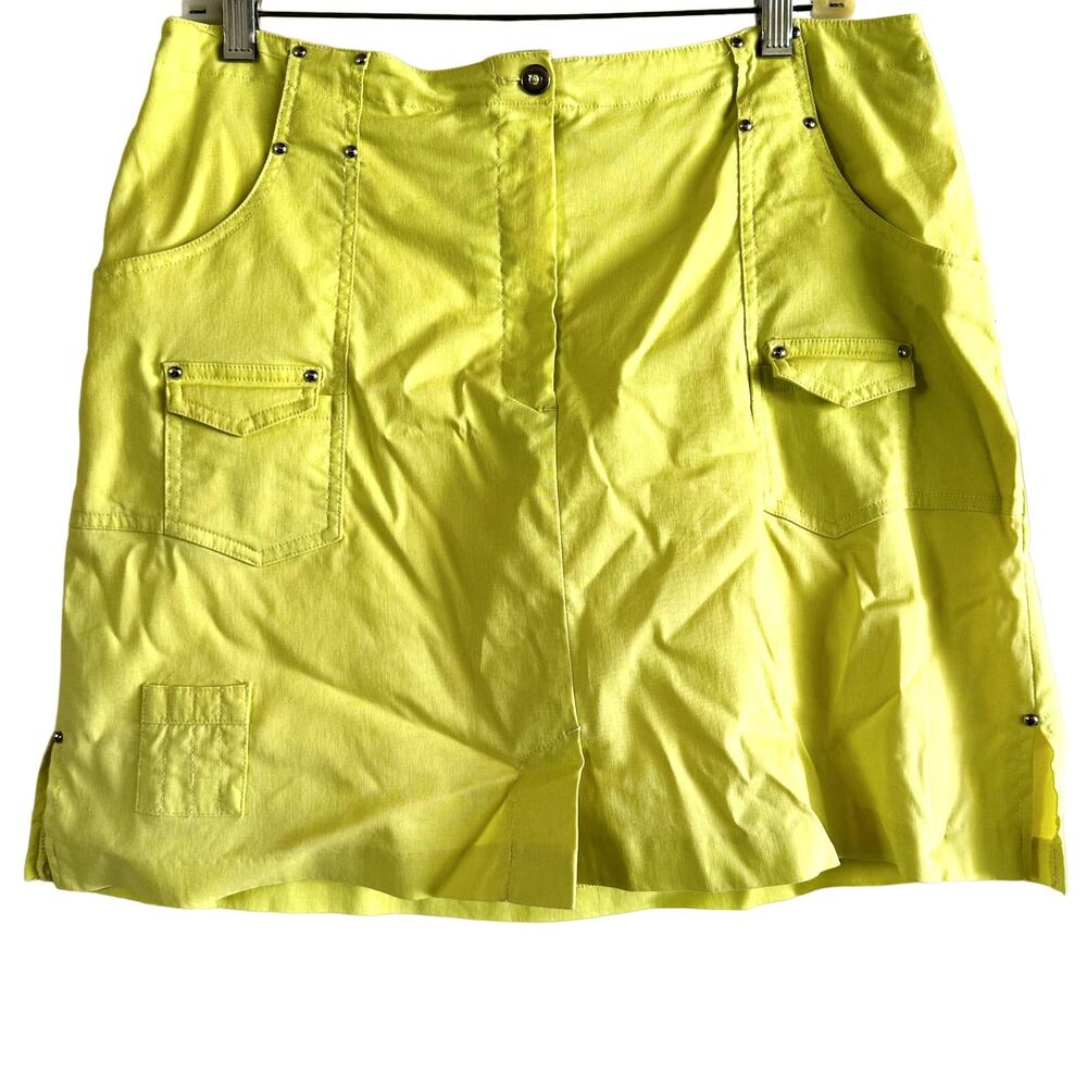 Jamie Sadock Skort Golf Front Slit Pockets Zip Fly Athletic Nylon Yellow 12